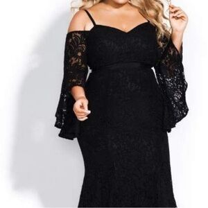 City Chic Black Lace Long Sleeve Dress